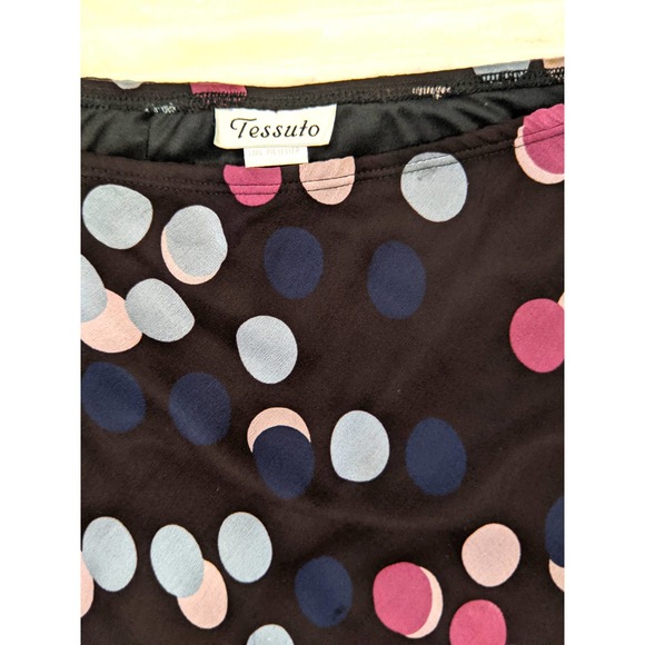 Tessuto Multicolor Pencil Skirt Midi 100% Silk Stretch Ruffle Hem Womens Size M - Picture 8 of 9